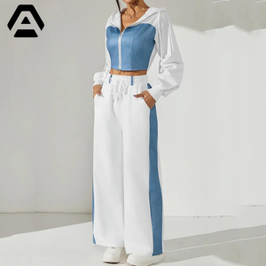 Trajes de dos piezas de colores en contraste para mujer, camisas de manga larga con cremallera, pantalones, chándales holgados de INCREÍBLES INDUSTRIAS - Product Image 3