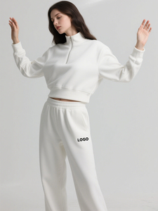 Productos más vendidos Sudadera informal de algodón orgánico de manga larga con media cremallera para mujer - Product Image 4