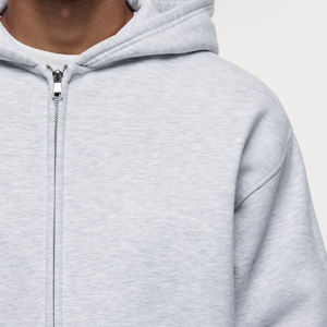 Chándal con Capucha y Cremallera para Hombre, 100% Algodón de Alta Calidad, Corte Regular, Hombros Caídos, Color Sólido, Peso Medio, Invierno, Estampado Informal - Product Image 4