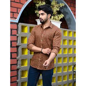 Chemise décontractée pour homme en coton imprimé à manches longues, respirante, en popeline ou tissu Oxford, motif floral ou à pois, offre ODM - Product Image 1