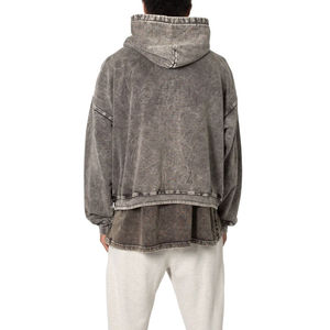 Sudadera con Capucha Oversize Personalizada con Lavado Ácido para Hombre, Estilo Vintage Casual, Holgada, Básica, Retro, Pullover, Streetwear - Product Image 2