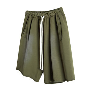 Summer Vintage Cotton <b>Shorts</b> <b>Men</b> Custom Raw Hem Acid Wash <b>Sweat</b> <b>Shorts</b> Solid Fitness Running Jogging Featuring Pockets - Product Image 2