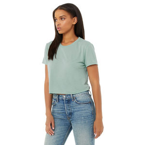 เสื้อครอปสำหรับผู้หญิงเสื้อครอปผ้าไหม/ผ้าฝ้ายระบายอากาศได้ดีแห้งเร็วลำลองคุณภาพสูงสำหรับฤดูร้อนขายส่งโลโก้ตามสั่ง - Product Image 2