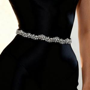 Cinturón de Novia Bridella BS37 Color Marfil con Decoración de Pedrería, Ajustable para Bailes de Graduación y Eventos Formales - En Existencia - Product Image 1