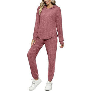 Chándales de gran tamaño lisos para mujer, sudaderas con cuello redondo y pantalones de chándal, conjuntos de chándal - Product Image 1