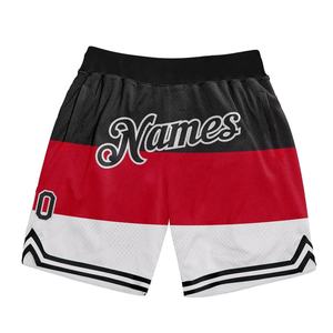 Pantalones Cortos Personalizados Rojo Negro-Blanco Diseño de Patrón 3D Multicolor Pantalones Cortos de Baloncesto Auténticos Ropa Deportiva Industria ommiz - Product Image 1