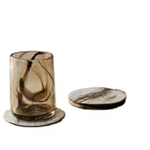 Dessous de verre en noyer Vaisselle de qualité d'exportation indienne Sous-verres en pierre à thé en corne pour la maison et le restaurant Utilisation par l'artisanat en croissant - Product Image 1