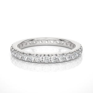 แหวนแต่งงานโรสโกลด์ทรงกลม 1 กะรัต ประดับเพชรโมอิสซาไนต์แบบ V-Prong - Product Image 1