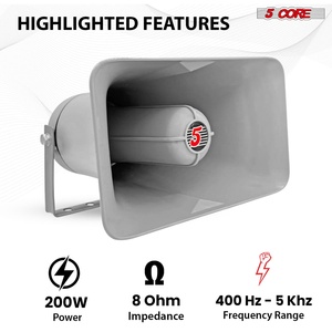 Altavoz de 5 Núcleos y 10 Pulgadas con Bocina PA de 200W, Sonido Potente, 8 Ohmios, para Uso en Interiores y Exteriores, Resistente a la Intemperie - Product Image 2