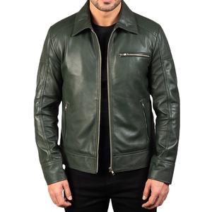 Veste en cuir pour homme à manches longues avec col rabattu, impression de logo personnalisée, élégante et de haute qualité - Product Image 1