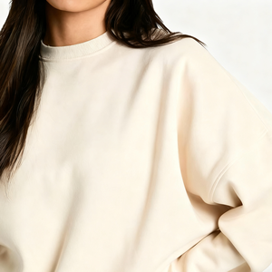 Sweat-shirt à capuche pour femme en polaire à col rond brodé de luxe personnalisé 100% polyester, lourd, pour l'hiver et l'automne, décontracté - Product Image 4