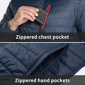 Veste matelassée décontractée 2025 pour hommes, légère, compressible, imperméable, respirante, solide, fermeture éclair, coton, vêtements d'extérieur pour l'hiver, accès frontal - Product Image 5