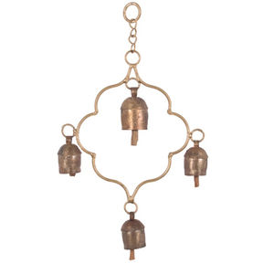 Campanas de cobre hechas a mano decorativas 4 campanas estilo indio colgante de pared hermoso accesorio de decoración del hogar - Product Image 4