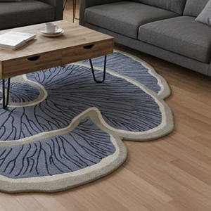 Alfombra de Lana Anudada a Mano con Forma de Flor Irregular, Alfombra Moderna para el Hogar, Decoración Personalizada para el Hogar con Respaldo de Látex, Regalo de Año Nuevo - Product Image 2