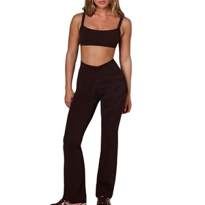 Custom Logo Print Solid Women's 2-Piece Workout Set Sports <b>Bra</b> with Leggings Stretchy Seamless Fitness Yoga Gym Wear Outfit - Product Image 1