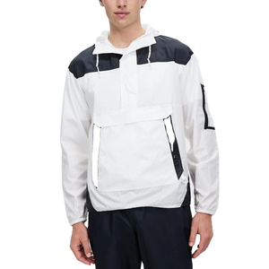 เสื้อกันลมผู้ชายสีขาวสีดำ, เสื้อแจ็คเก็ตมีซิปมีฮู้ดน้ำหนักเบาเสื้อโค้ทใส่วิ่งเสื้อแจ็คเก็ตกลางแจ้งลำลอง - Product Image 1