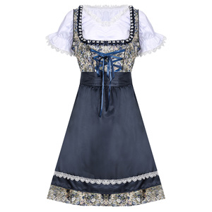 Costume de serveuse de bière allemande traditionnelle beige, jupe dirndl bavaroise, déguisement de fête fantaisie, robe d'<span class=keywords><strong>Halloween</strong></span> pour femmes et filles - Product Image 4