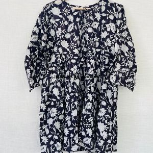 Hermoso Vestido Estampado Floral en Bloques de Algodón, Vestido para Uso Casual, Vestido Estampado a Mano - Product Image 1