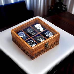 Boîte de montre en bois noir vitrine de montre de qualité supérieure et organisateur stockage de bijoux élégant cadeau idéal pour hommes et femmes - Product Image 5