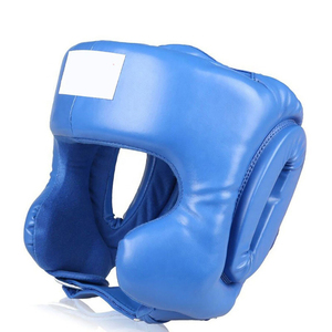 Casque de boxe en cuir PU bleu, casque de protection sportif, fermeture à boucle réglable, protection de la tête unisexe pour adultes - Product Image 5