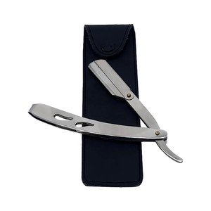 มีดโกนช่างตัดผมด้ามจับดีไซน์แบบมืออาชีพพร้อมใบมีดเปลี่ยนได้ | มีดโกนขอบตรงสแตนเลสสตีลสำหรับการโกนที่สมบูรณ์แบบของผู้ชาย - Product Image 1