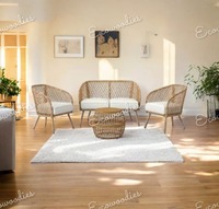 Chaise de jardin moderne en bambou, mobilier d'extérieur écologique avec design en corde imperméable pour villa et parc
