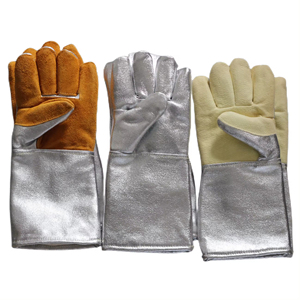 Guantes contra incendios de cuero partido De Vaca aluminizado de seguridad industrial Guantes de soldadores largos resistentes al calor para uso diario/informal - Product Image 1