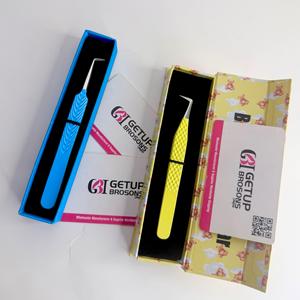 Pince à cils GETUP BROSONS IMPEX 90 degrés en acier inoxydable, pointe argentée 90 degrés, anti-magnétique, anti-statique, prise en main parfaite - Product Image 3