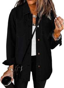 Vestes en jean pour femmes en gros - Mode, manches longues, boutonnée, poches en jean, style western, vêtements de travail décontractés, vêtements d'extérieur pour toutes les saisons - Product Image 3