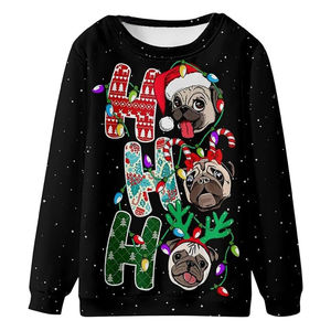 Drop Men's Crewneck Pullover Sudadera 100% Algodón Forrado Diseño de impresión de gran tamaño Navidad Elegante Manga completa - Product Image 3