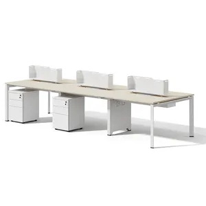 商用办公家具开放式金属腿办公组合工作站桌4 6人