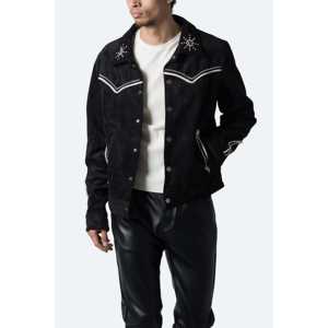 <b>Suede</b> Collared <b>Jacket</b> - Black - Product Image 6