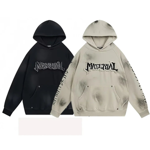 Prix usine homme à capuche américain délavé sweat à capuche surdimensionné lettre imprimé unisexe pullover sweats à capuche pour hommes - Product Image 6