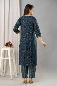 Conjunto de Kurti, Pantalón y Dupatta de Algodón Puro Listo para Usar, Traje de Algodón Estampado para Mujer, Cómodo para Uso Diario, Casual y Fiestas, Sin Arrugas - Product Image 5