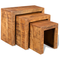 Ensemble de 3 tables basses rondes en bois design imbriqué pour la maison chambre à coucher ou la cuisine meubles modernes pour le salon
