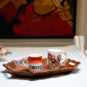 Plateau de service en bois marron Plateau de petit déjeuner en bois artisanal designer Cadeau de pendaison de crémaillère Plateau de petit déjeuner - Product Image 2