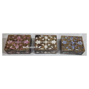 Boîtes à bijoux de forme rectangulaire en stéatite naturelle brillante avec incrustation de nacre avec produit de haute qualité pour la décoration de la maison - Product Image 1