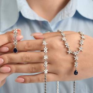 Fashionable Marquise Cluster Diamond <b>Bracelet</b> for Women Floral Chain Link Design <b>Bracelet</b> in 14K White Gold Party and Daily Wear - Product Image 6