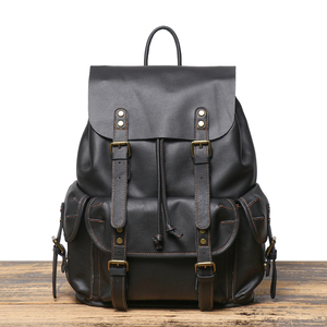 Venta al por mayor de lujo de los hombres de cuero genuino mochila para ordenador portátil logotipo personalizado de gran capacidad bolsa de viaje con cierre de cremallera característica reutilizable - Product Image 1