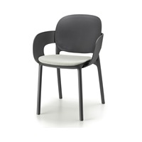 Fauteuil de salle à manger avec coussin d'assise en tissu fixe, coque en technopolymère post-consommation, fauteuil pour restaurant, hôtel, café, fabriqué en Italie