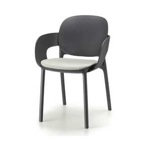 Dining Armchair with <b>Fixed</b> Fabric Seat Cushion, <b>Post</b>-Consumer Technopolymer Shell, Restaurant Hotel Cafe Armchair Made in Italy - Product Image 6