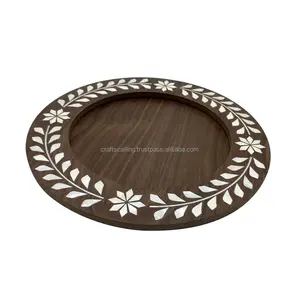 Nouveau Meilleur Design Promotions du Ramadan Plateau en bois Plateaux incrustés en bois nacré d'Inde par Crafts Calling