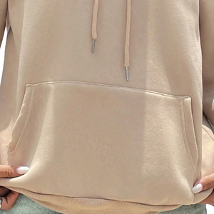 Sweat à capuche oversize en molleton de coton pour femme avec poche kangourou, respirant, décontracté, coupe ample, streetwear d'hiver, manches longues - Product Image 5