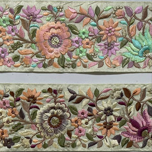 Tela de encaje Floral bordado con cuentas pesadas tela bordada de encaje de cordón africano para vestidos de fiesta zapatos Uso de ocasiones especiales - Product Image 1