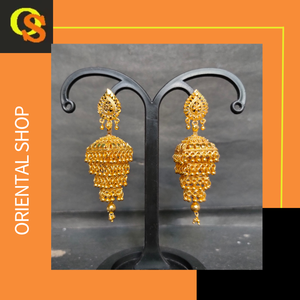 OEM Custom Made <b>Earrings</b> Set with Traditional Designed 22CT Gold Plated Jhumka <b>Earrings</b> Jewelry for Women Wear by Exporters - Product Image 3