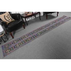 Turkish 1.6x10.7 ft Rug, <b>Runner</b> Vintage Rug, <b>Red</b> Bordered Wool Rug - Product Image 3