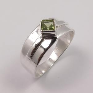 Sólido 925 plata esterlina peridoto Natural cabujón piedra preciosa anillo hecho a mano joyería plata esterlina 925 anillo estampado joyería - Product Image 3
