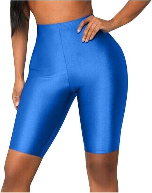 Shiny Leggings Short Spandex Leggings ACSUSS Women Oil Silk Shiny