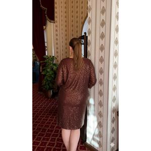 Robe de soirée à paillettes grande taille en marron - Product Image 4