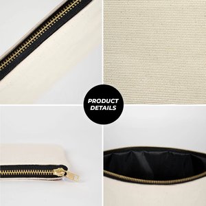 Plain Simple Natural Cotton <b>Canvas</b> Zippered Clutch Pouch Bags Women's 10 oz 10 X 7 Inch Pouch Bag <b>Mini</b> Pouch Bag For Your Need - Product Image 4